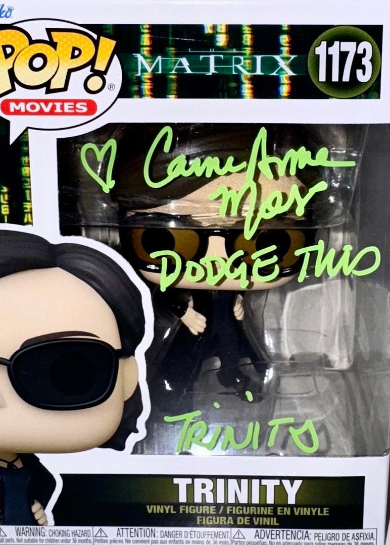 Carrie Ann Moss Signed Funko Pop #1173 Trinity (The Matrix) w/inscription and character name - JSA COA